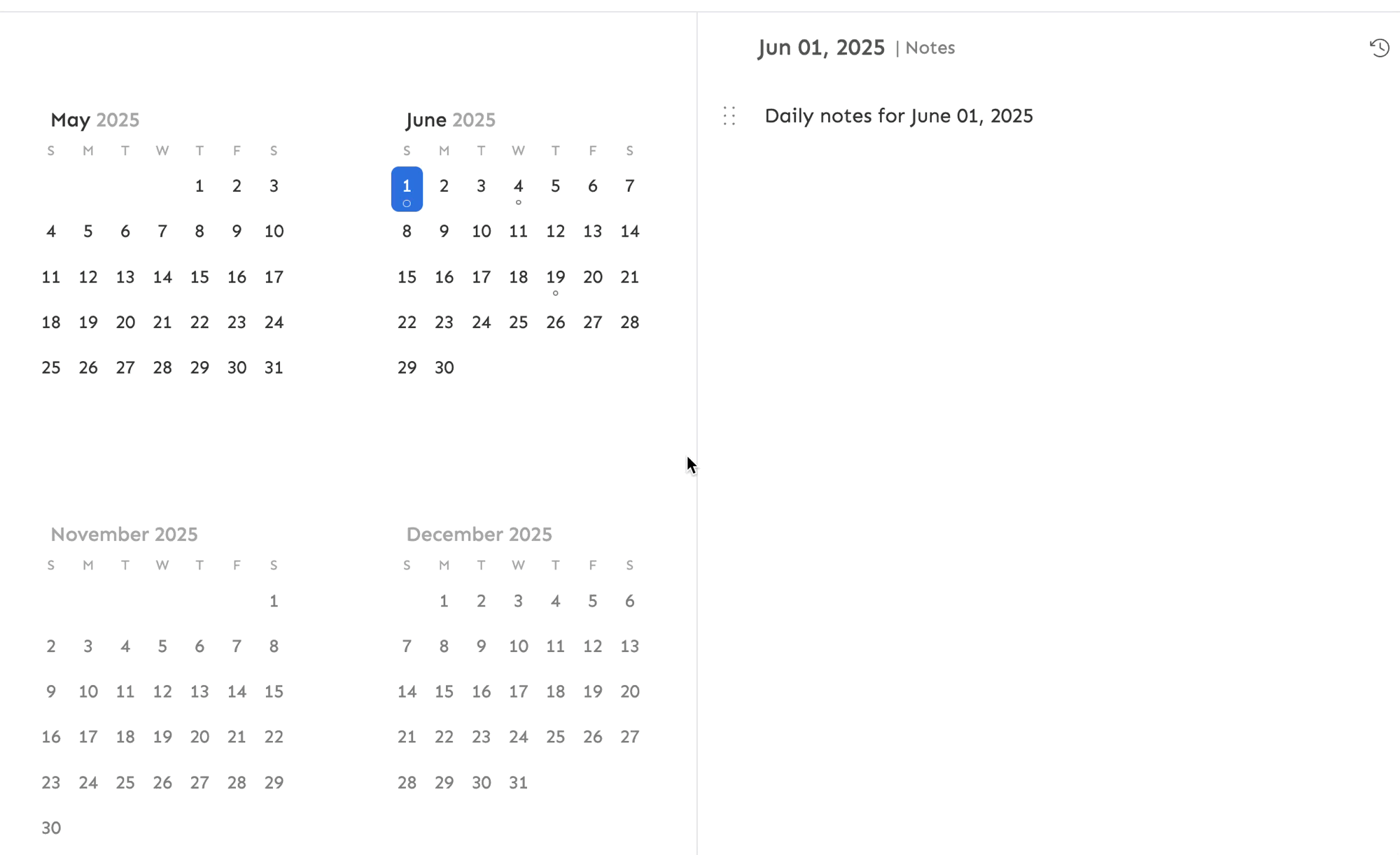 Monthly and yearly notes